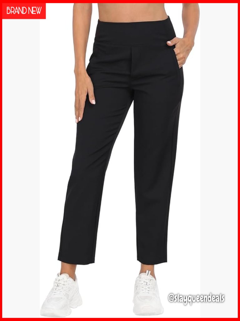 High Waist Travel Pants With Pockets Tummy Control Stretch Hiking Golf